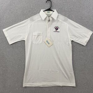 Vintage Denver Broncos Polo Shirt Men's Medium White Embroidered 80s USA Etonic
